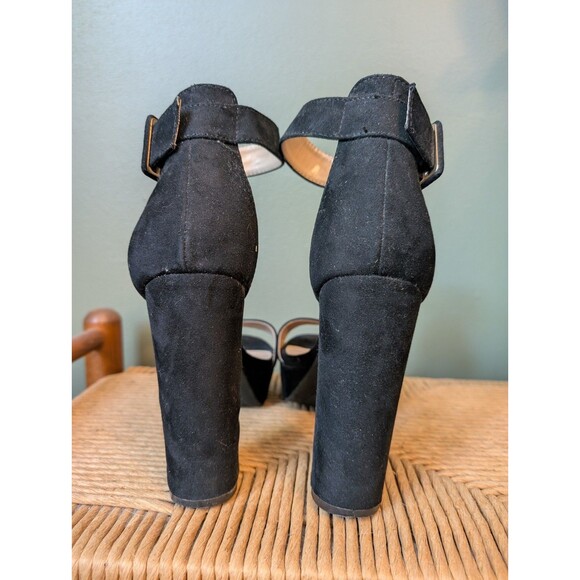 Black Suede Platform Sandals Ankle Women Shoes Sz 9 Clubwear Cocktail Party - Picture 5 of 8